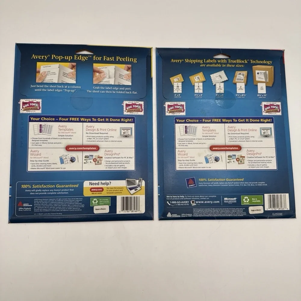 Lot of 2 Avery Labels 8160 Address & 8163 Shipping Labels Inkjet New Sealed